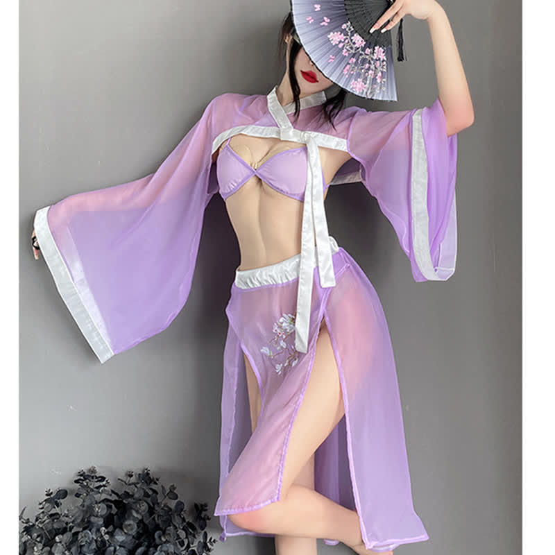 Vintage Han Costume Embroidery See Through Lingerie Set