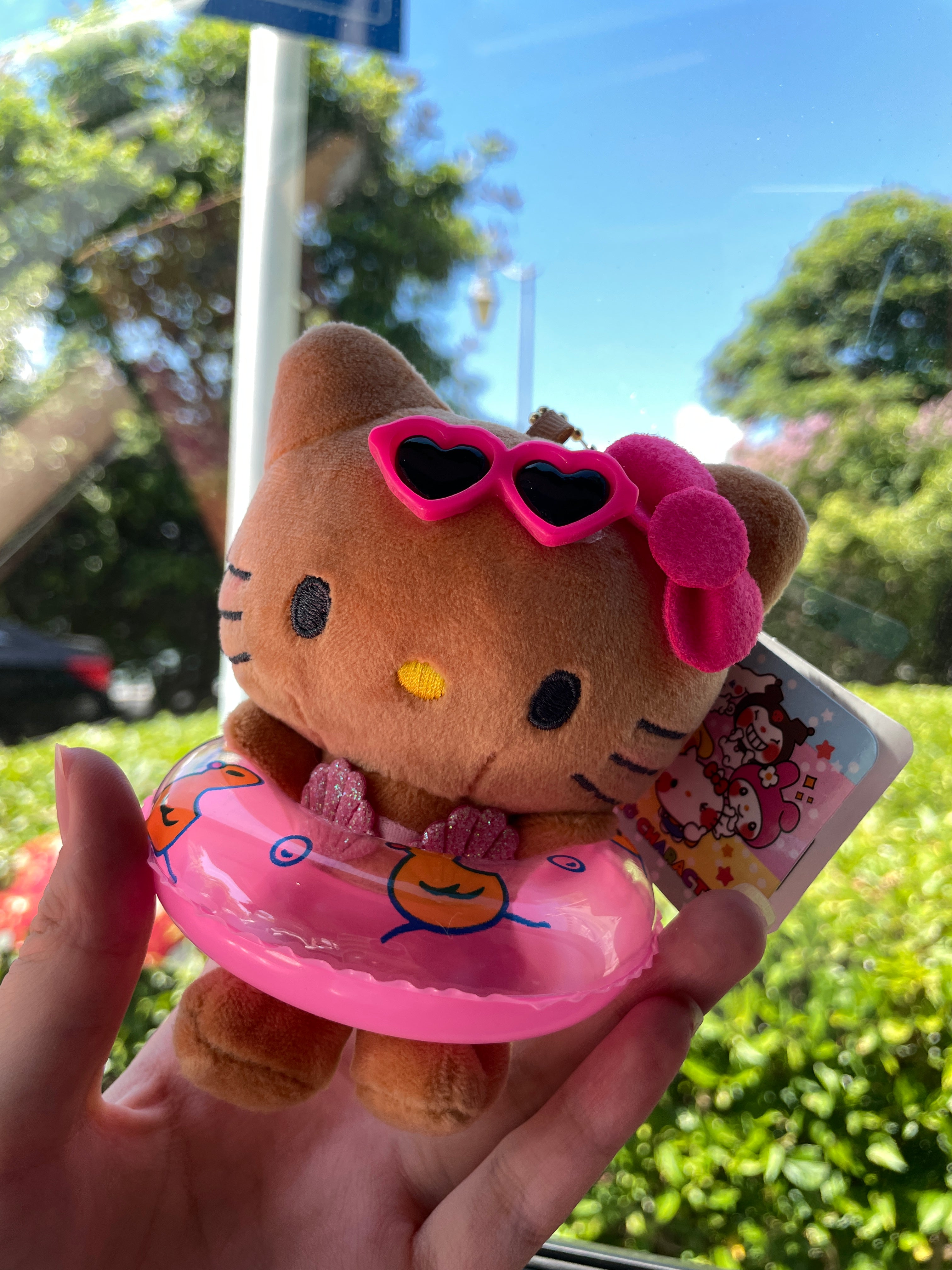 KT Tan Swimming Ring Plush Keychain｜5in/12Cm Cute  Pendant Doll Keyring Accessories Pendant Toy Girls Gift