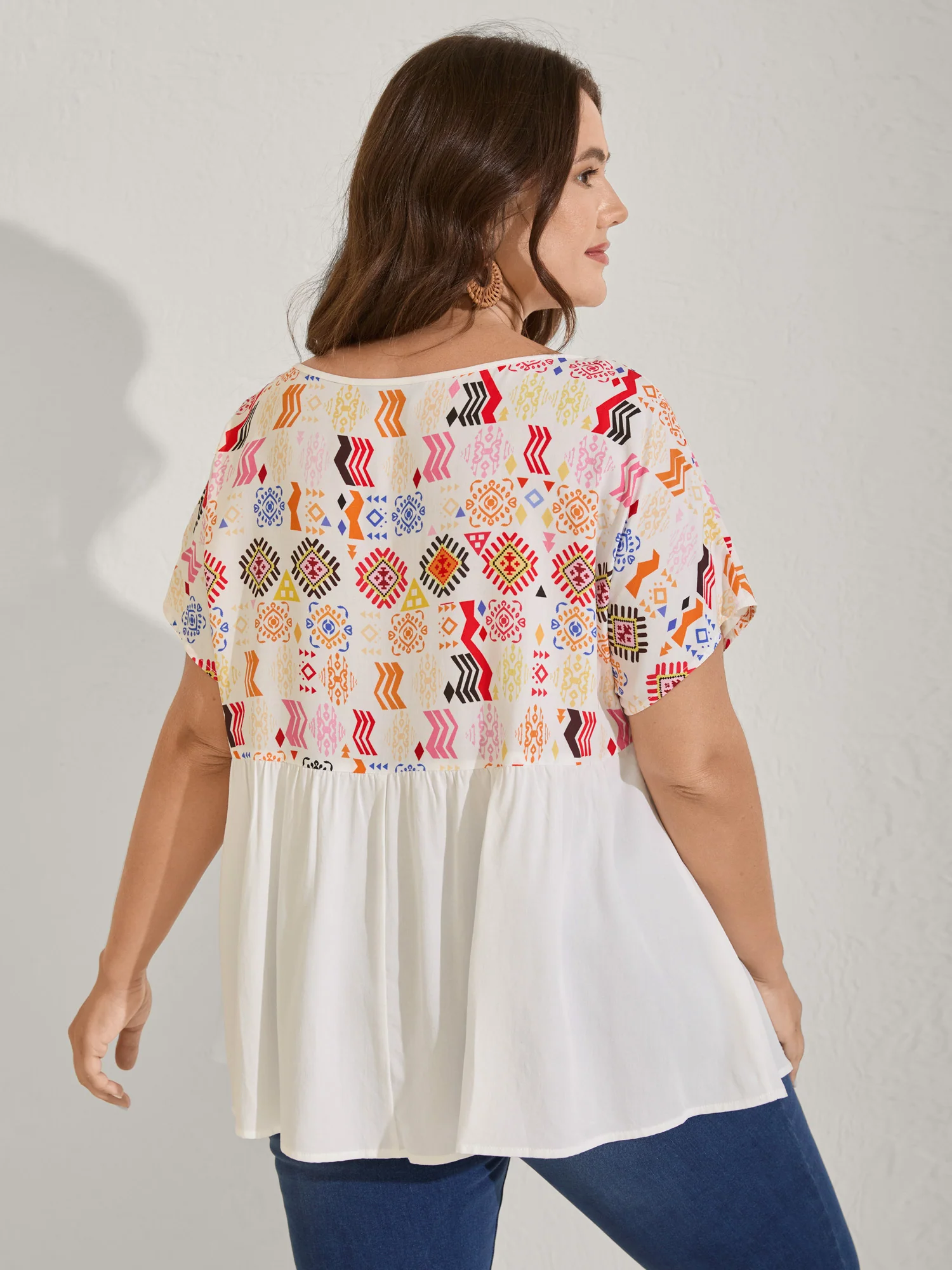 Multicolor Boho Stripes Woven Cut-Out Blouse