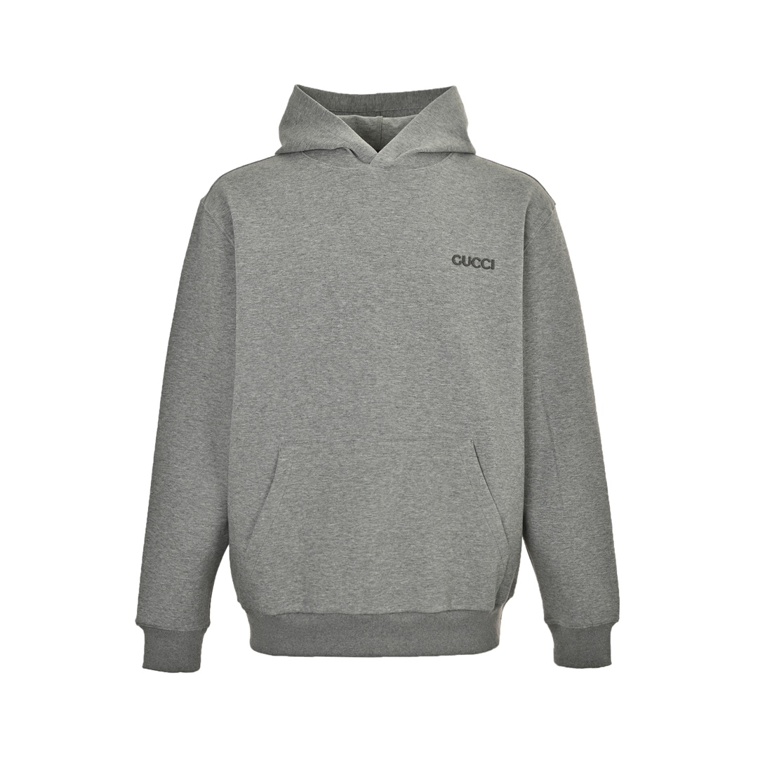 Gucci 24Fw small logo space cotton composite knitted hooded sweatshirt