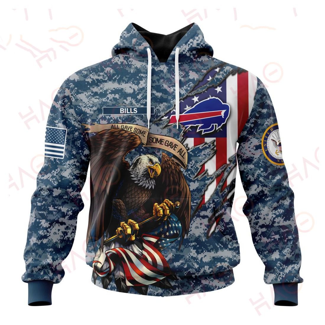BUFFALO BILLS 3D HOODIE US NAVY VETERANS