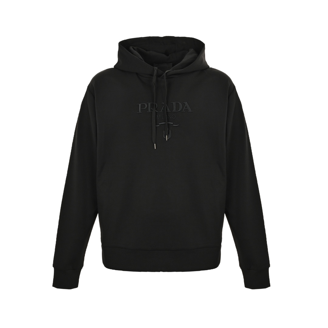 Prada 24Fw chest embroidered logo hooded sweatshirt