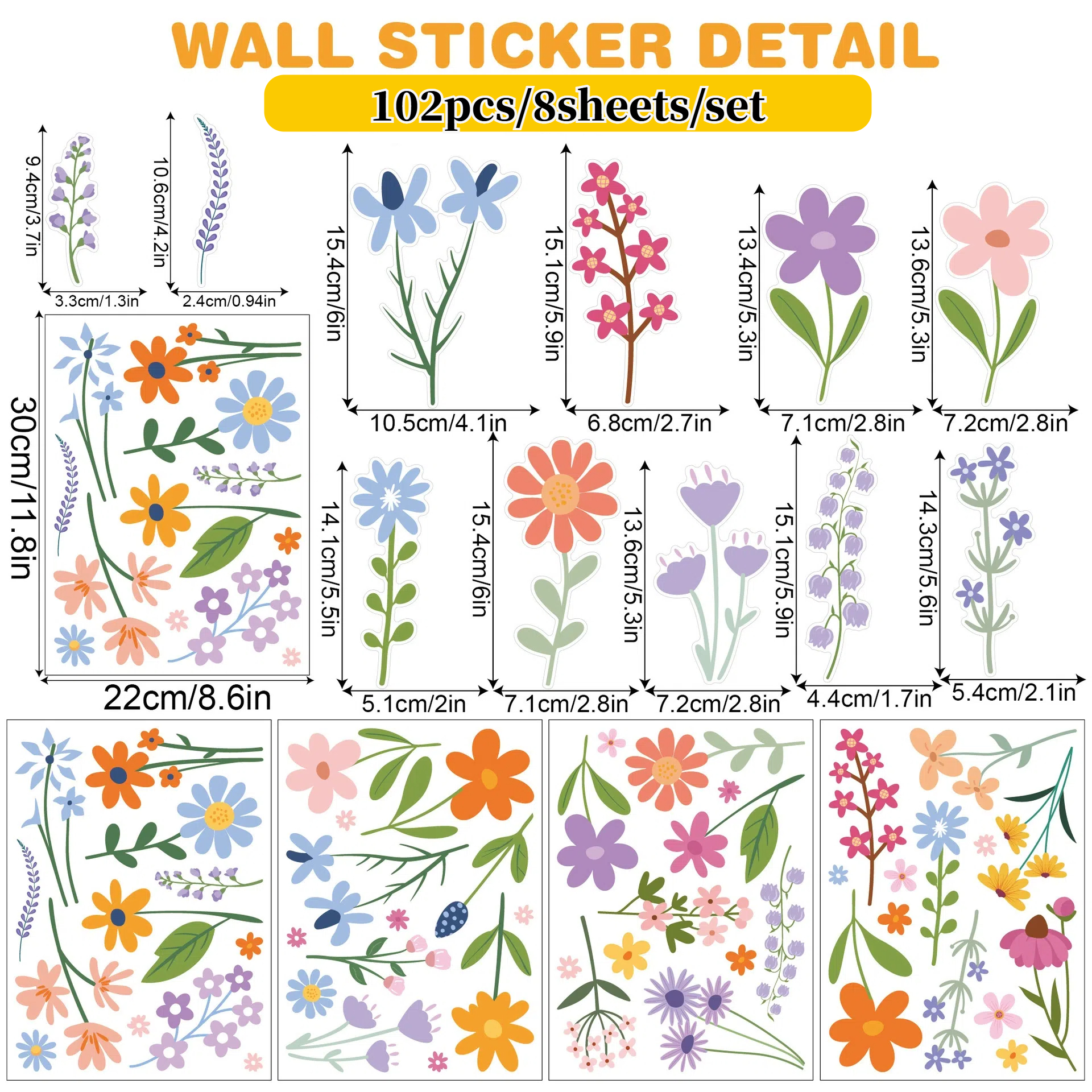 🌺🌺Bohemian Daisy Floral Wall Sticker