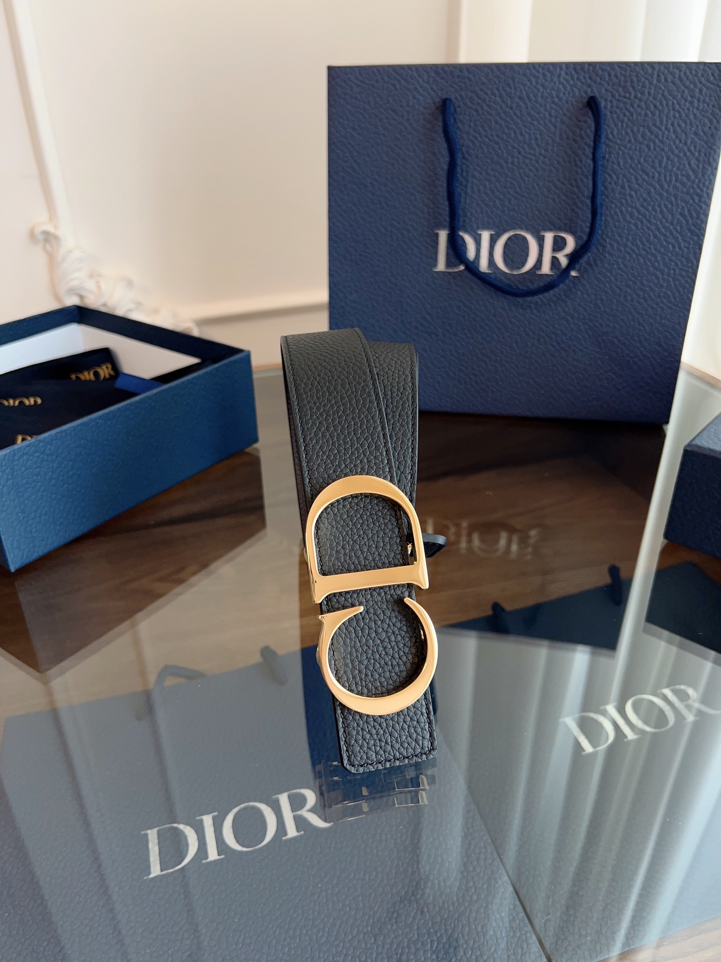 Dior double-sided leather belt 3.5CM wide