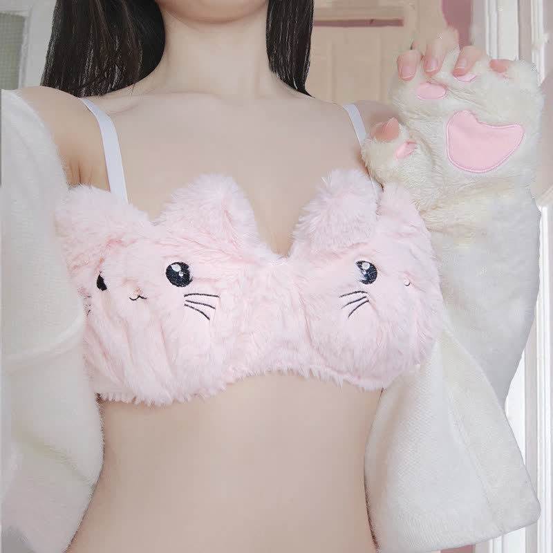 Kitty Ears Cartoon Plush Lingerie Set