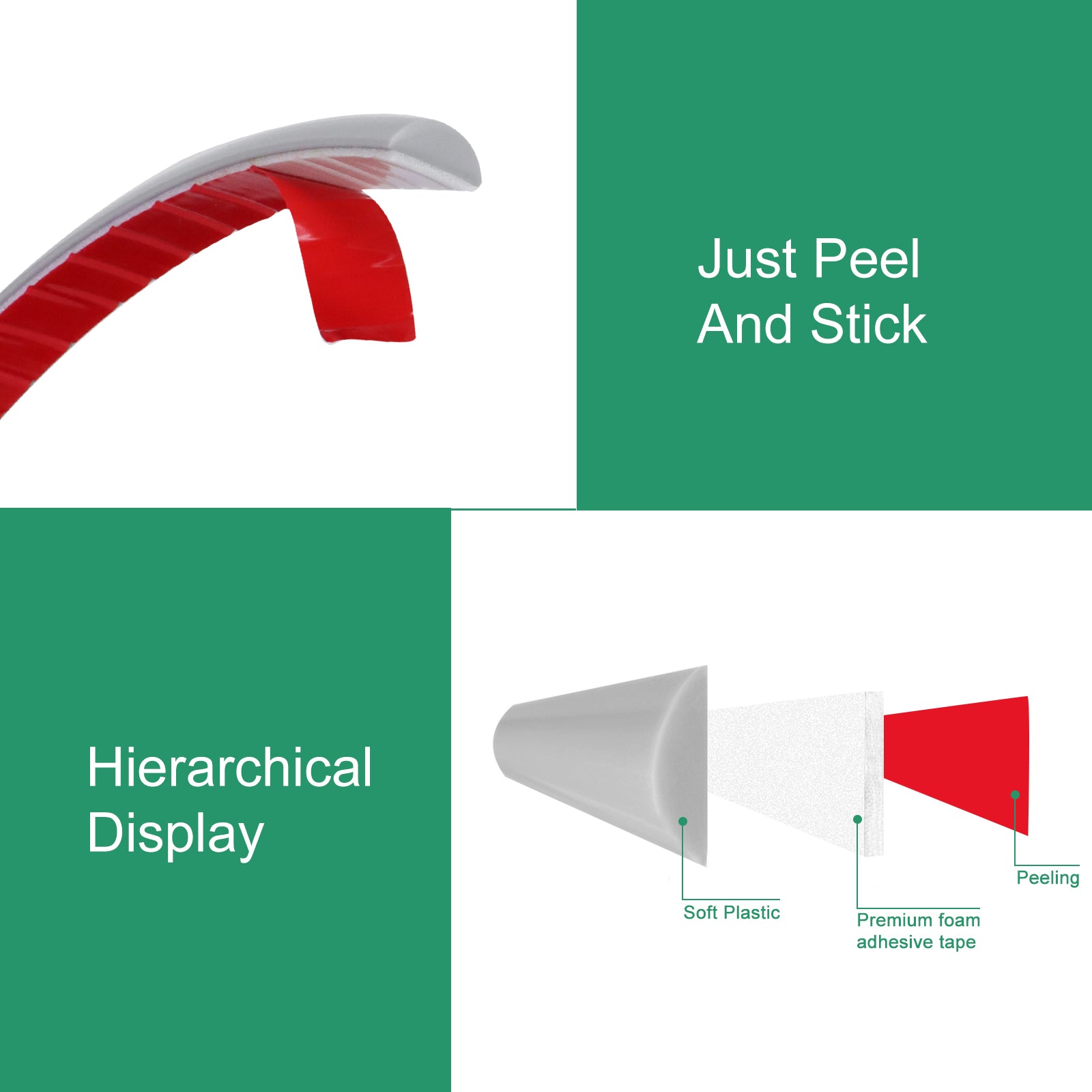 10 Feet Grey Peel and Stick Tile Edge Trim Roll Pack