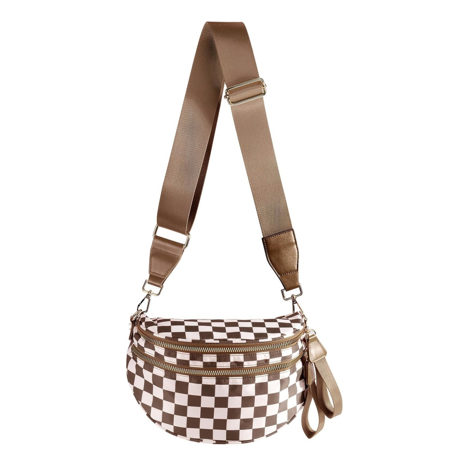 💥ON SALE💥Black and White Checkered Crossbody Nylon Bum Bag Plus Size Friendly Fanny Pack