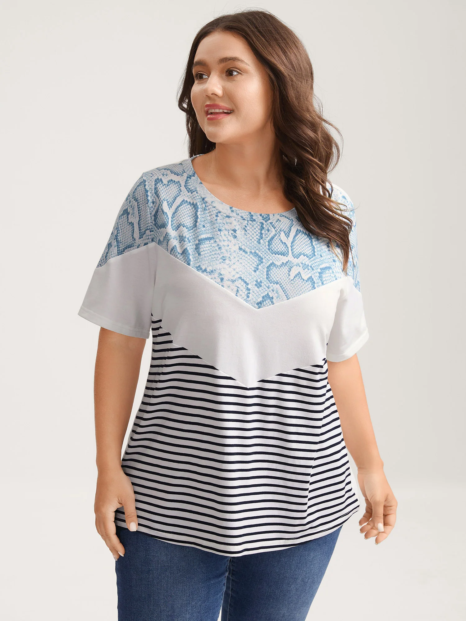 Animal Print Waffle Grid T-Shirt