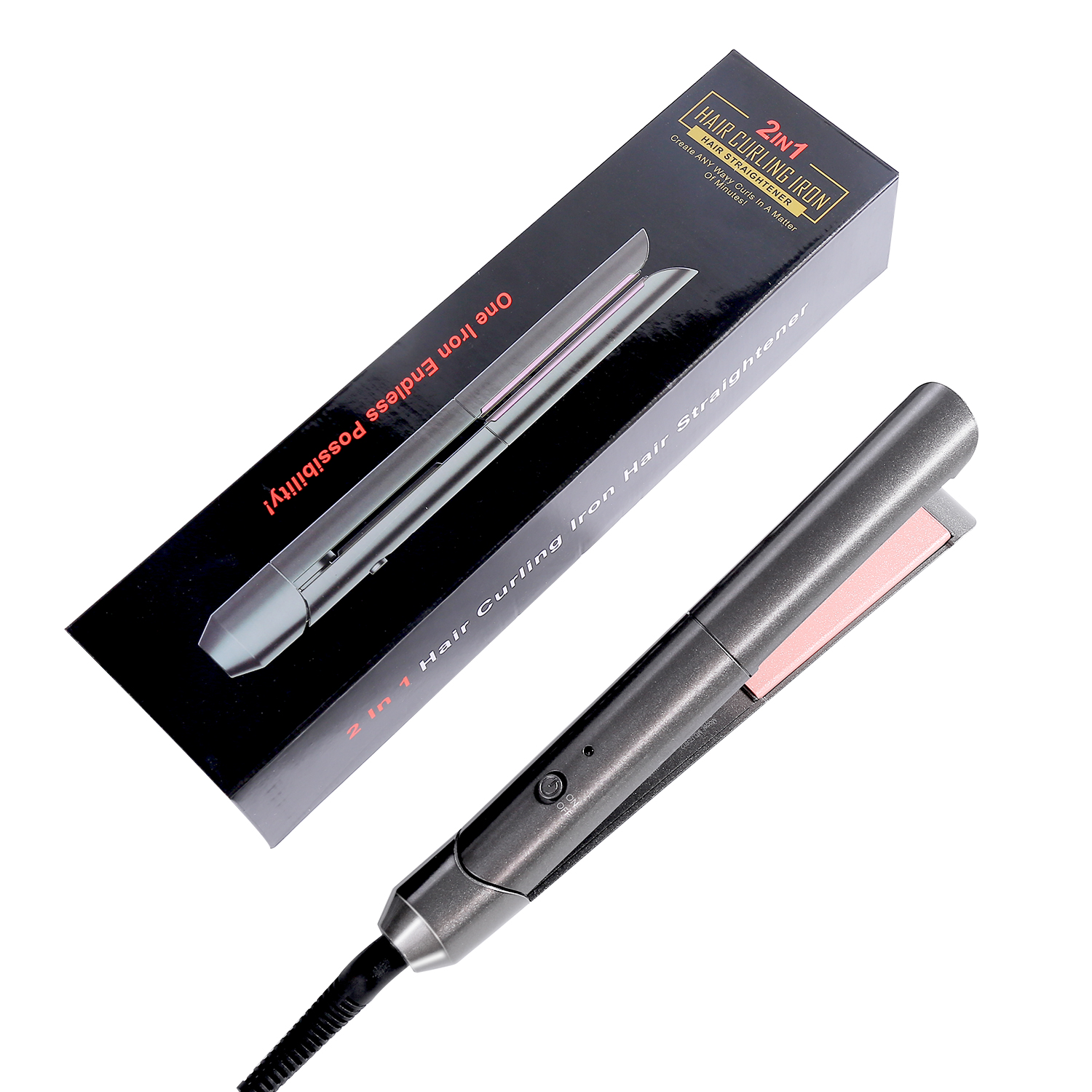 Flat Iron,Hair Straightener Curler 2 in 1,Ceramic Tourmaline Titanium Flat Iron for Hair Fast Heating-up Temp 265 to 450℉
