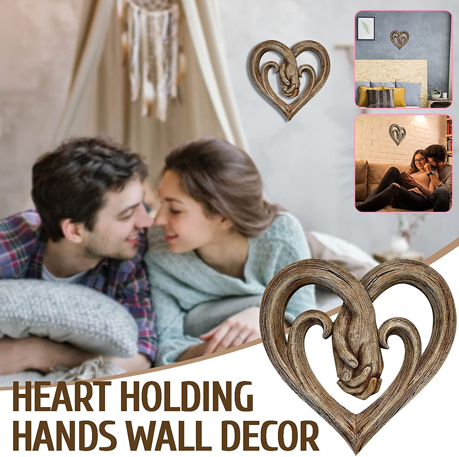 Heart Holding Hands Wall Decor - Forever Love(48% OFF)