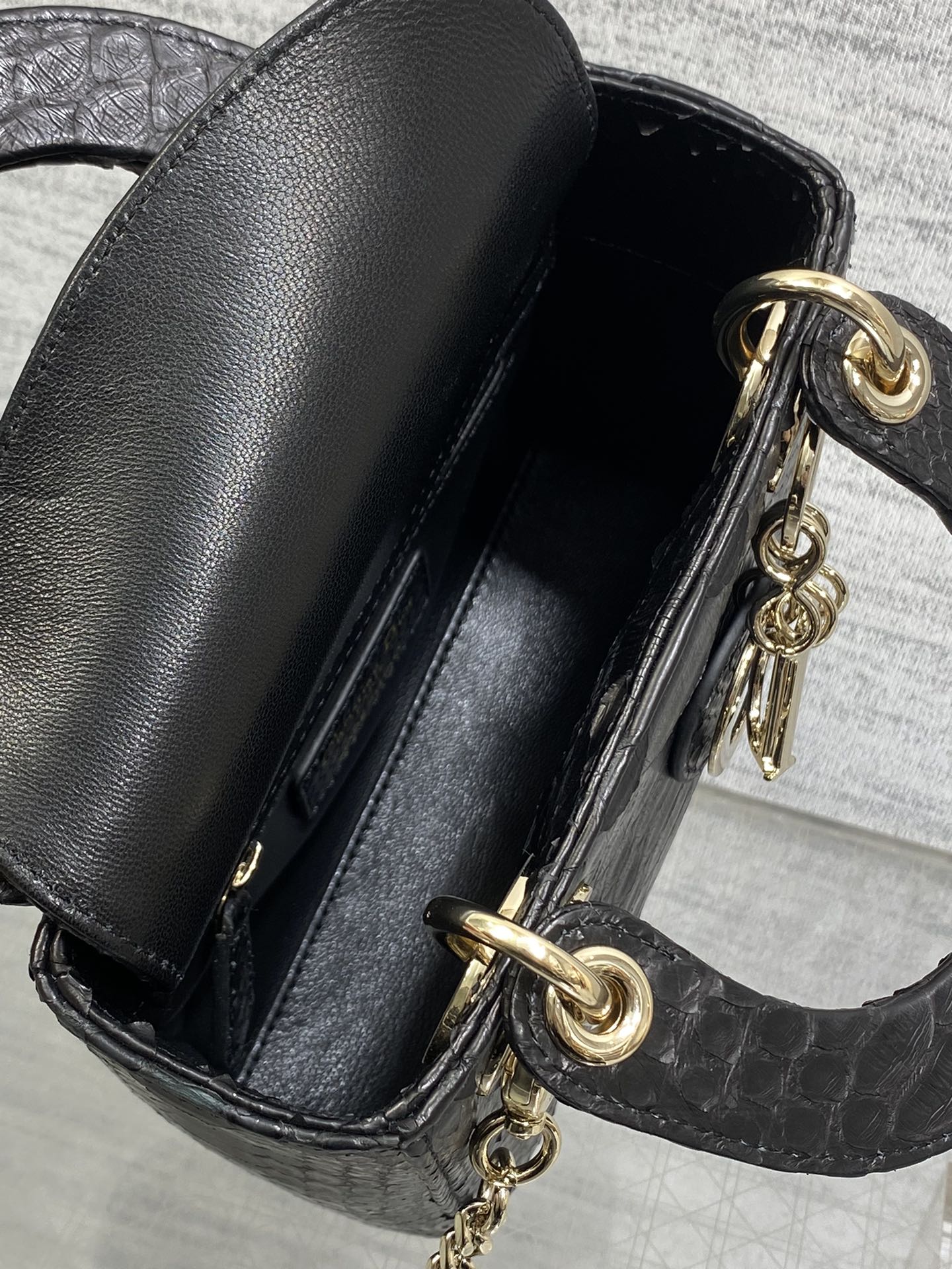 Dior Lady three-grid rare snakeskin Princess Diana bag