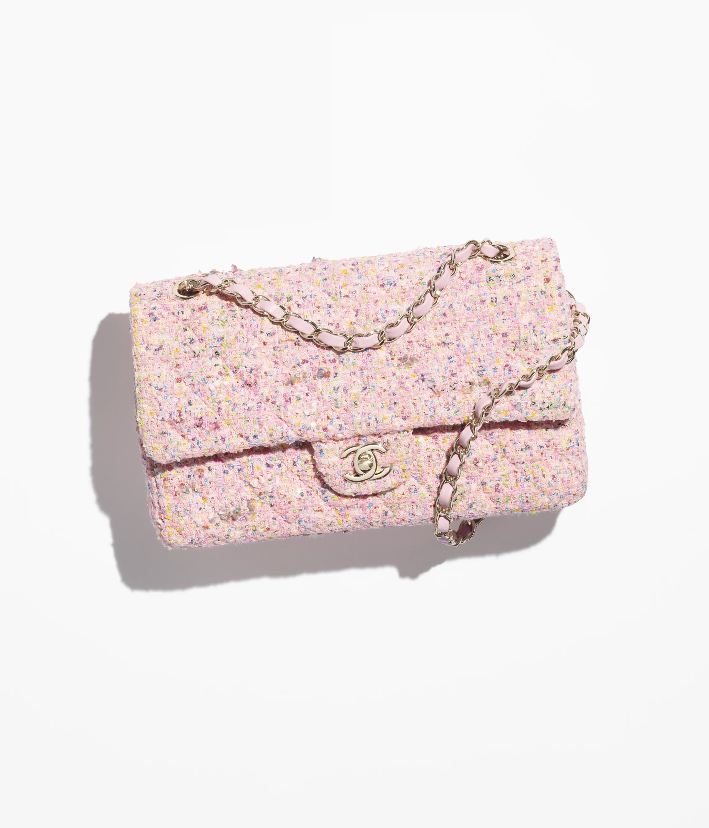 Chanel Classic 11.12 Bag Tweed & Gold Metal Pink & Multicolor A01112-B19963-NADRA