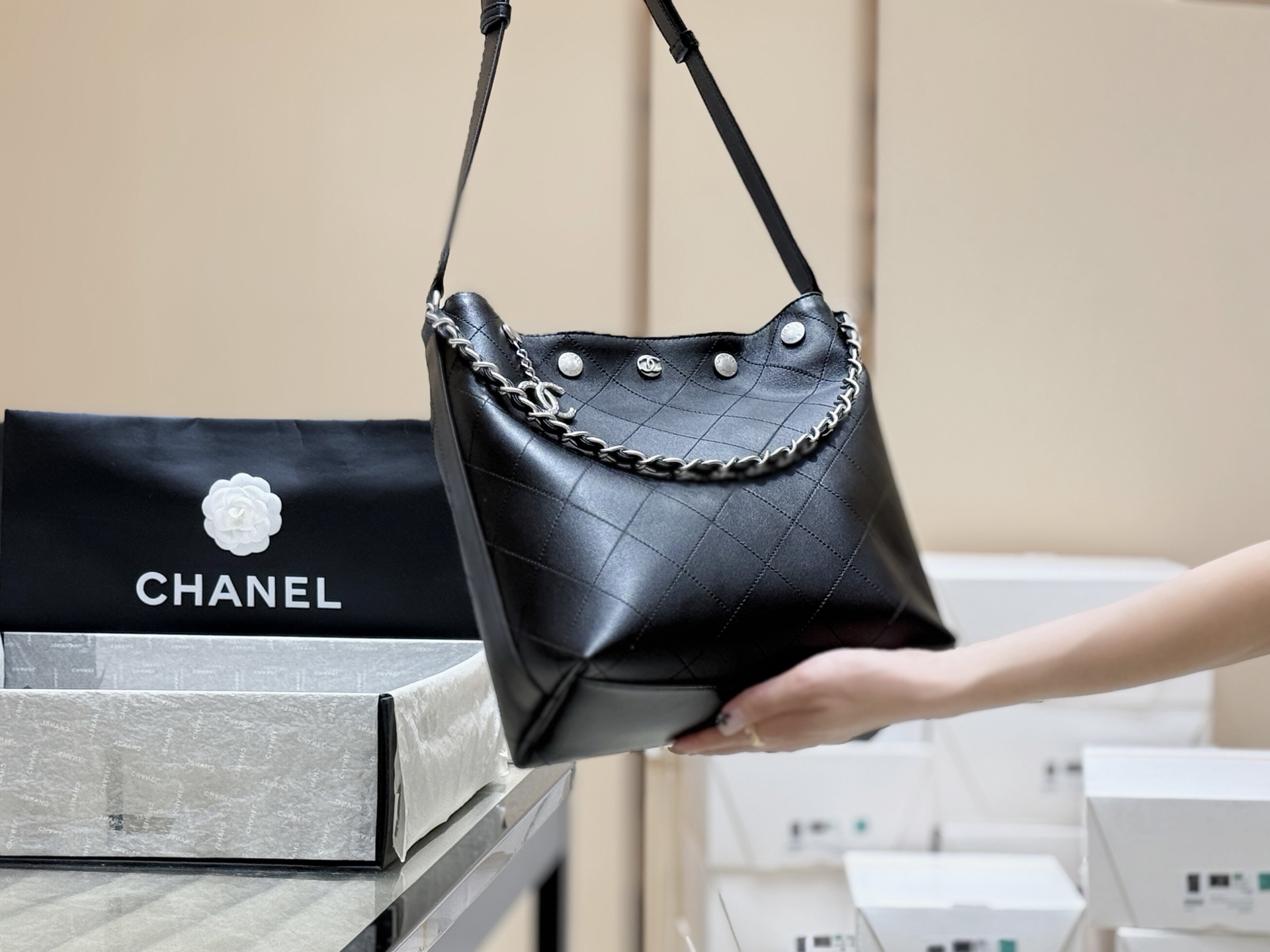 Chanel 25P Spring/Summer Preview Series Rivet Bucket Bag AS5406