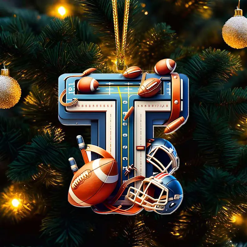 Personalized Alphabet Letter Football Ornament