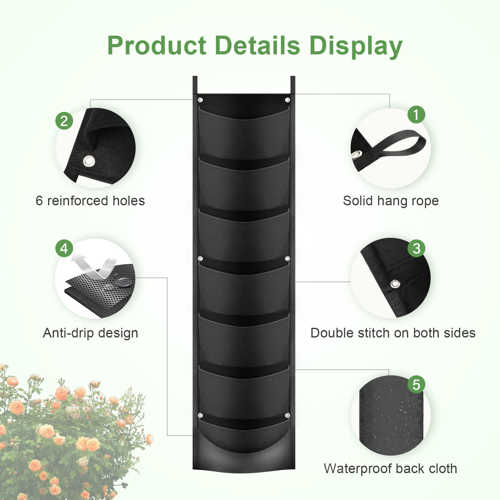 🔥Last Day Promotion-[SAVE 50% OFF]--7 Pockets Hanging Vertical Planter--BUY 3 GET FREE SHIPPING NOW