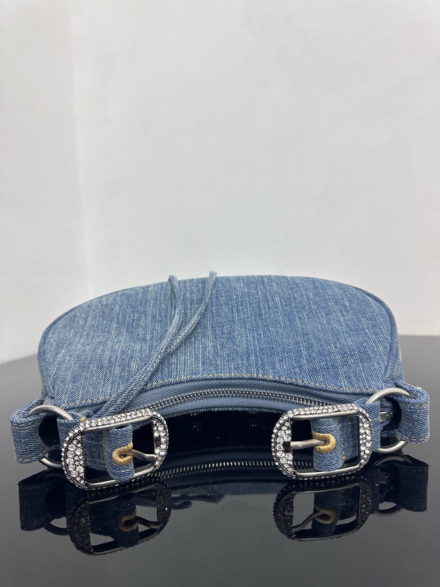 Balenciaga le cagole small denim motorcycle bag