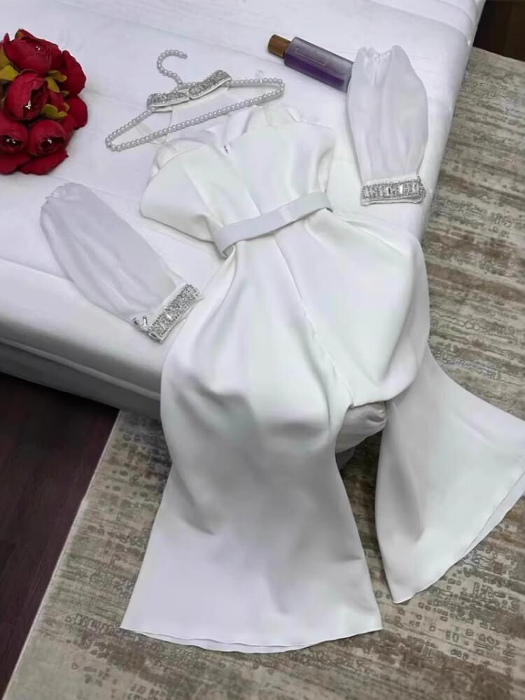 Sequin Belted Pleated Jumpsuit