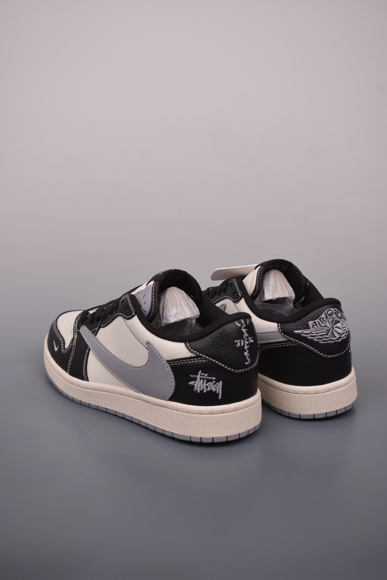 Stussy x Travis Scott x Nike Air Jordan 1 Low OG Black, Rice, White and Gray XZ5168-001