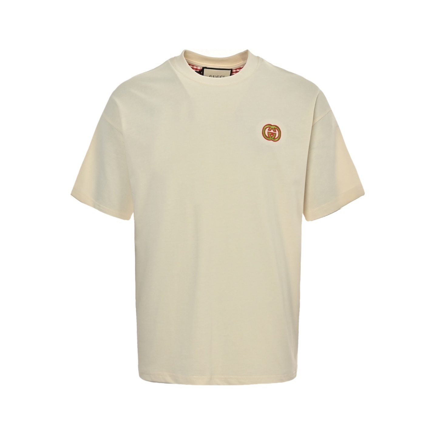Gucci 25ss embroidered double G check short-sleeved shirt