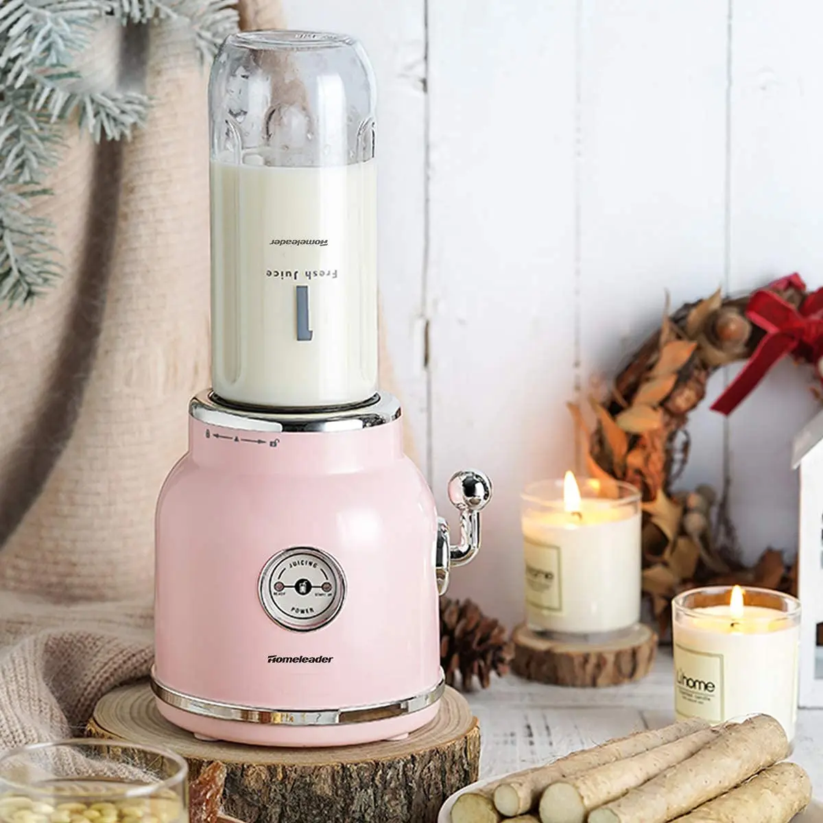 Personal Blender for Shakes and Smoothies, With 6 Sharp Blades, 21oz Travel Cup and Lids,Pink Machine,Function Blender Juicer