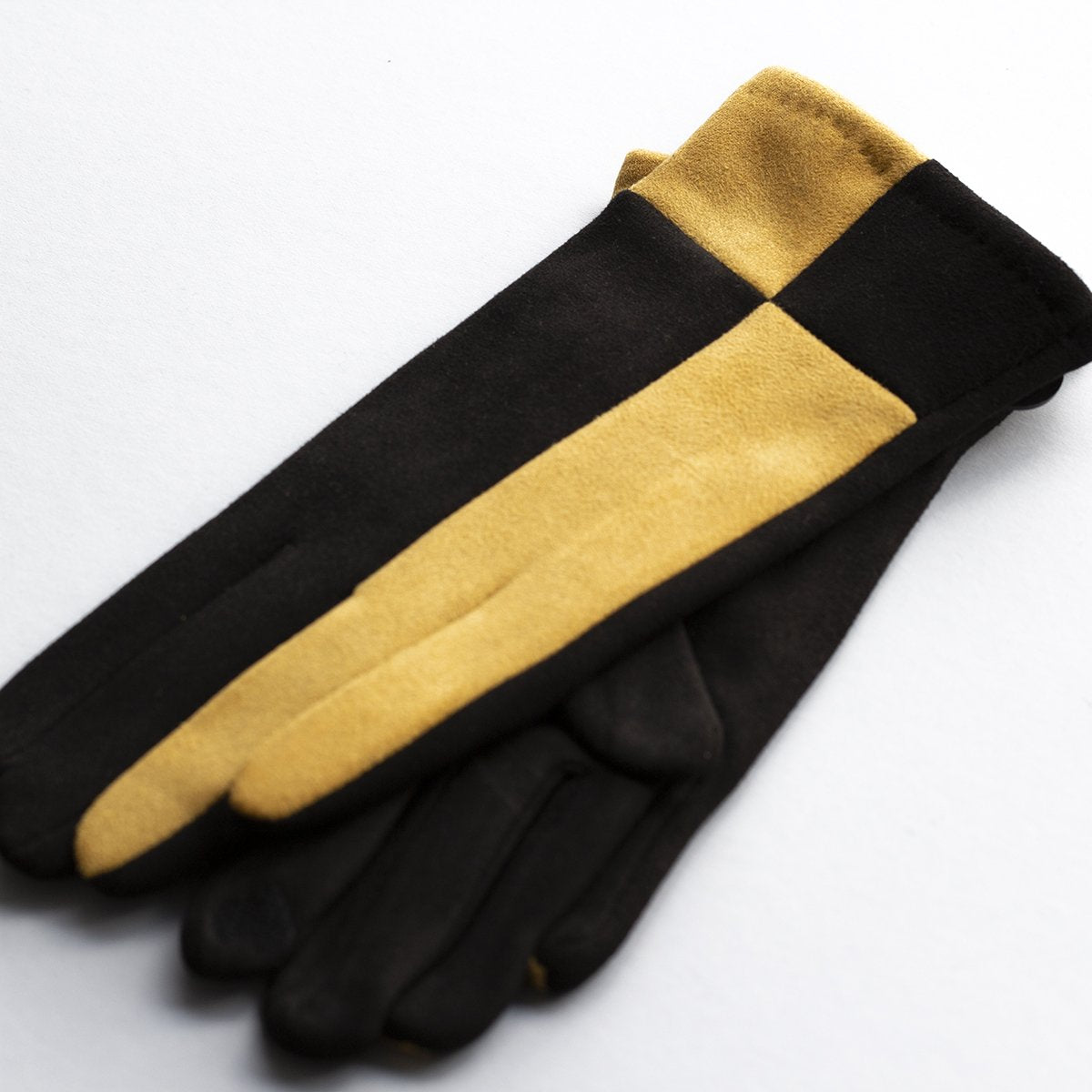 Harlequin Colourblock Suede Effect Gloves