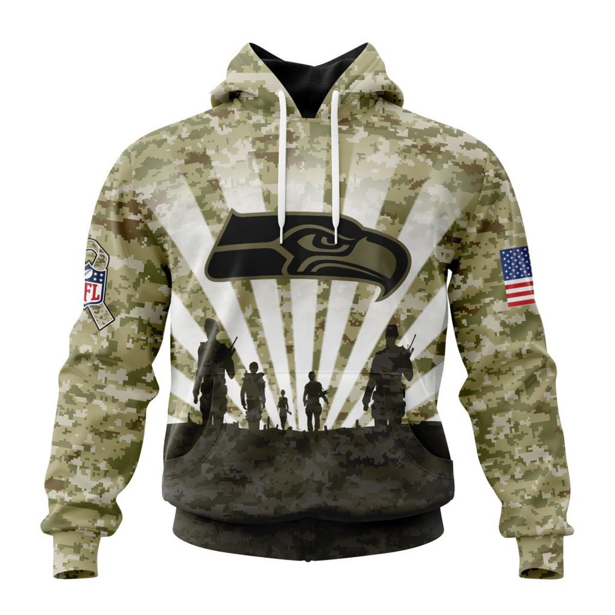 SEATTLE SEAHAWKS 3D HOODIE HONOR VETERANS
