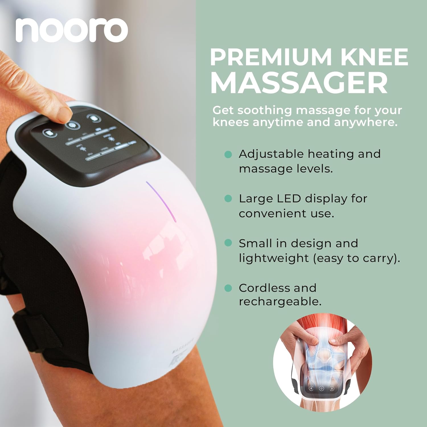 Nooro Portable Knee Massager with Heat Red Light & Massage Therapy