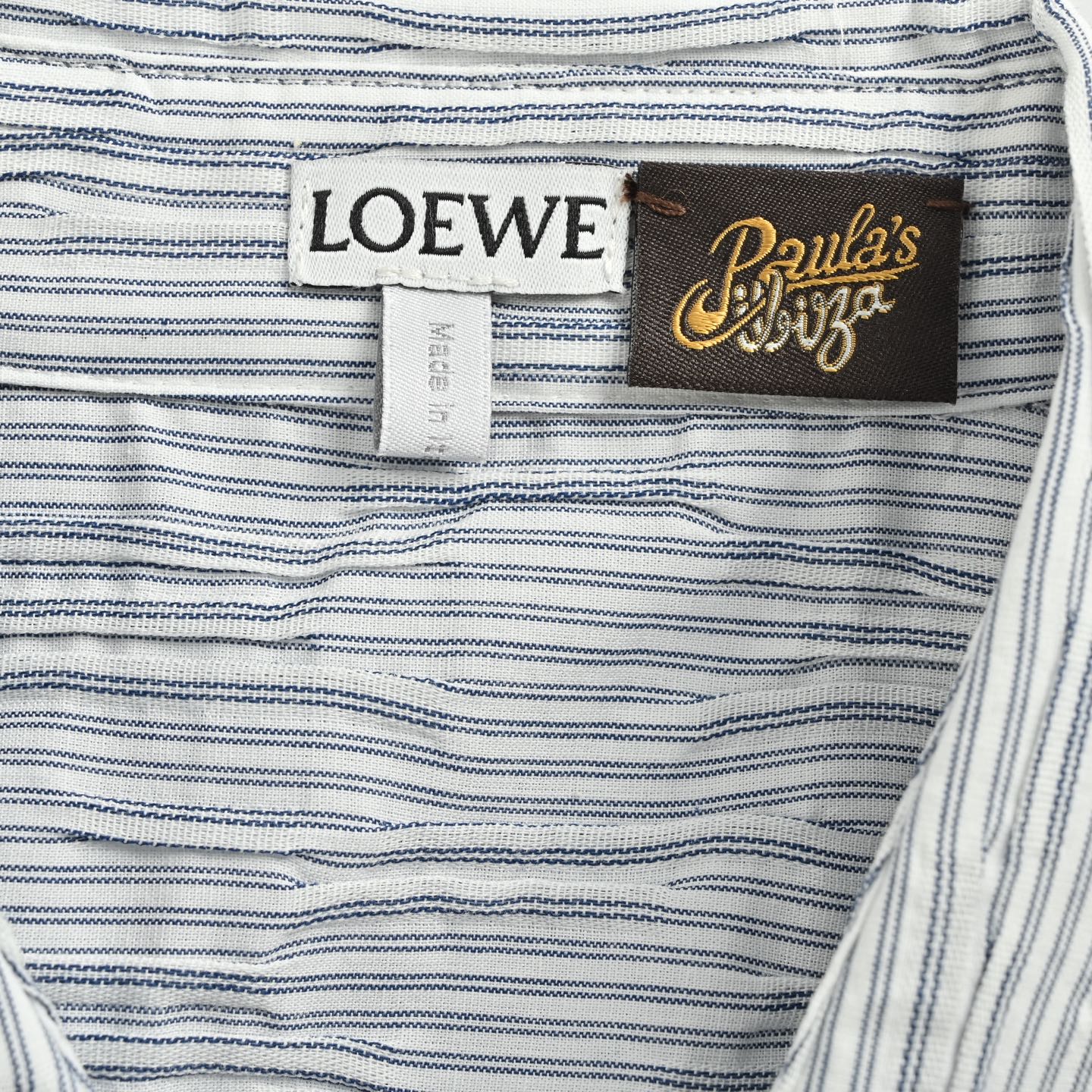 Loewe 25ss striped wave texture short-sleeved shirt