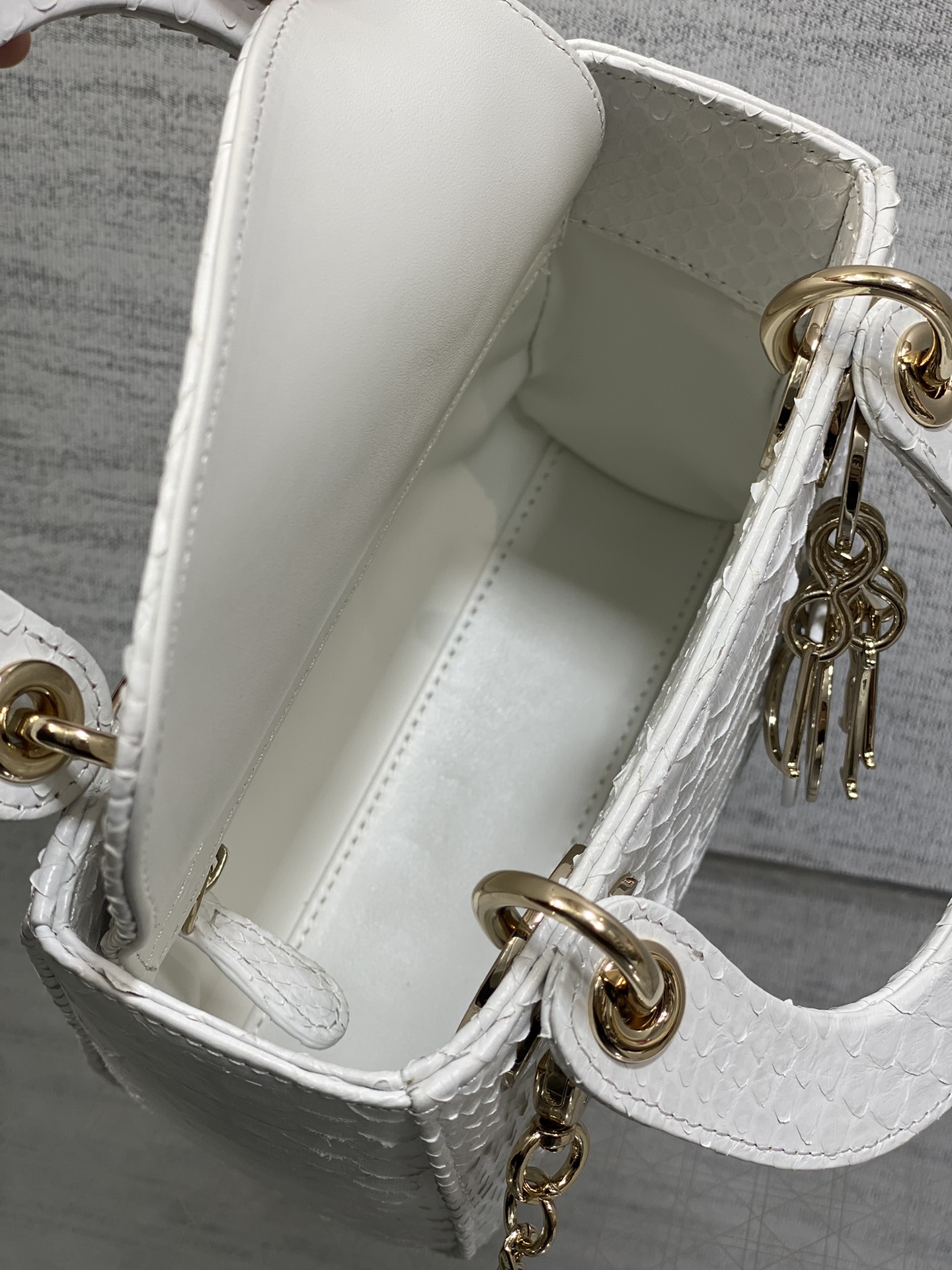 Dior Lady three-grid rare snakeskin Princess Diana bag