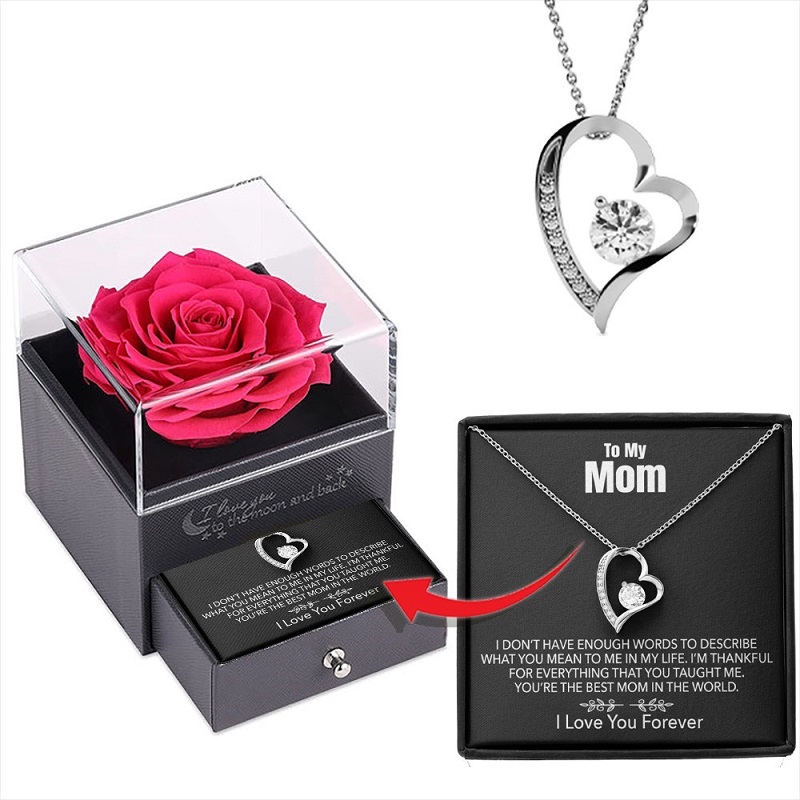 ON SALE🔥To My Mom - Forever Rose with I Love You Heart Necklace