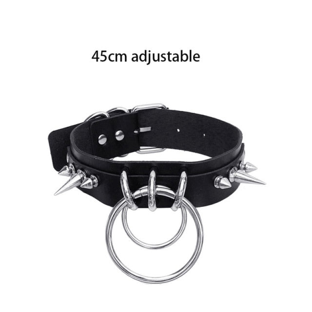 Black Punk Leather Chokers
