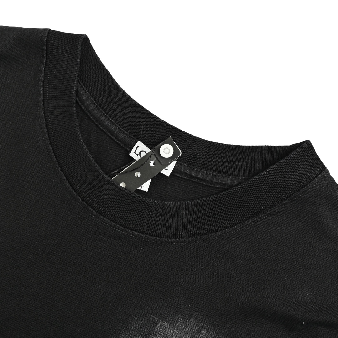 Loewe washed letter embroidered round neck short sleeves
