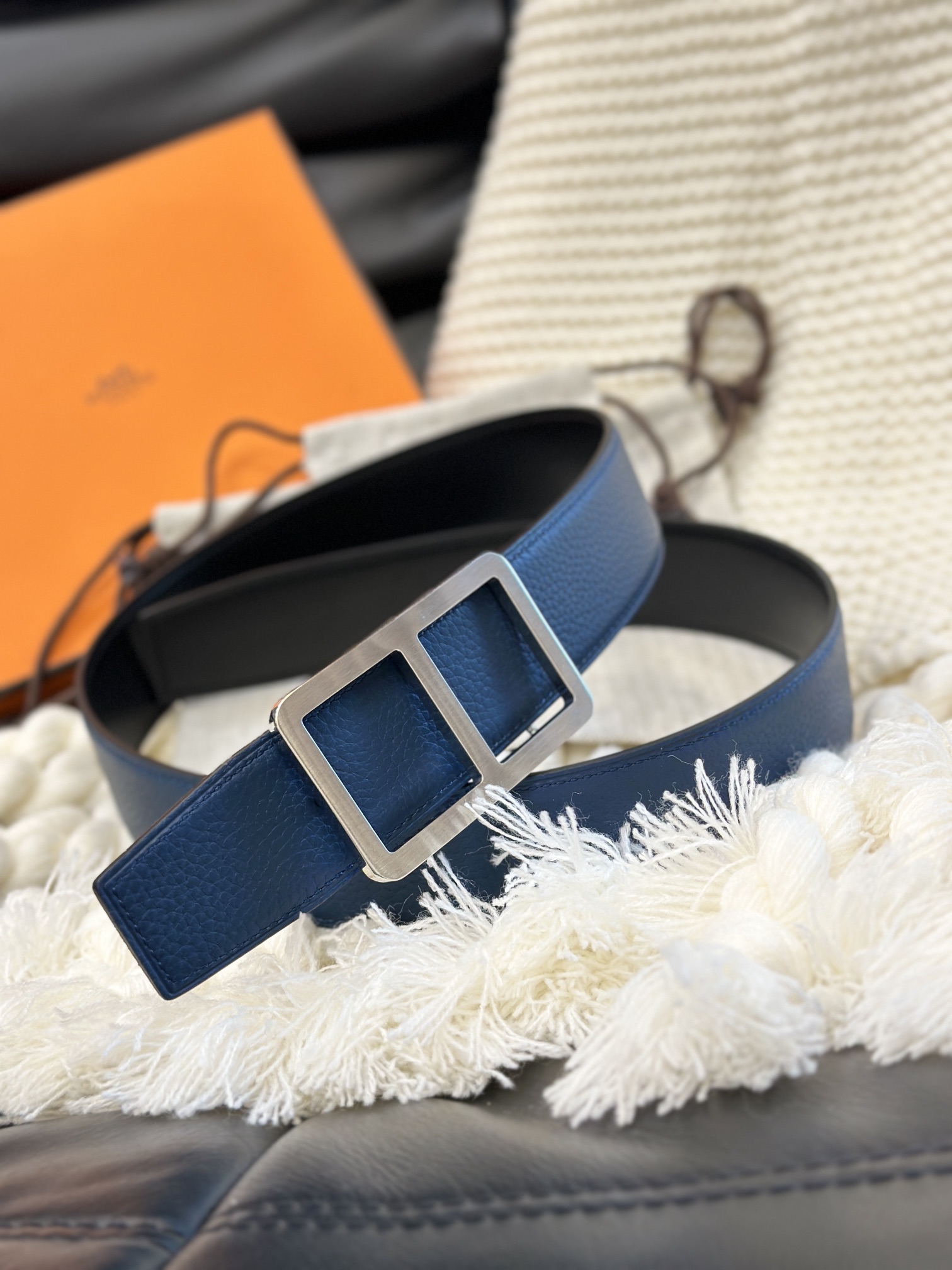 Hermès Men's Double-Faced Cowhide Belt