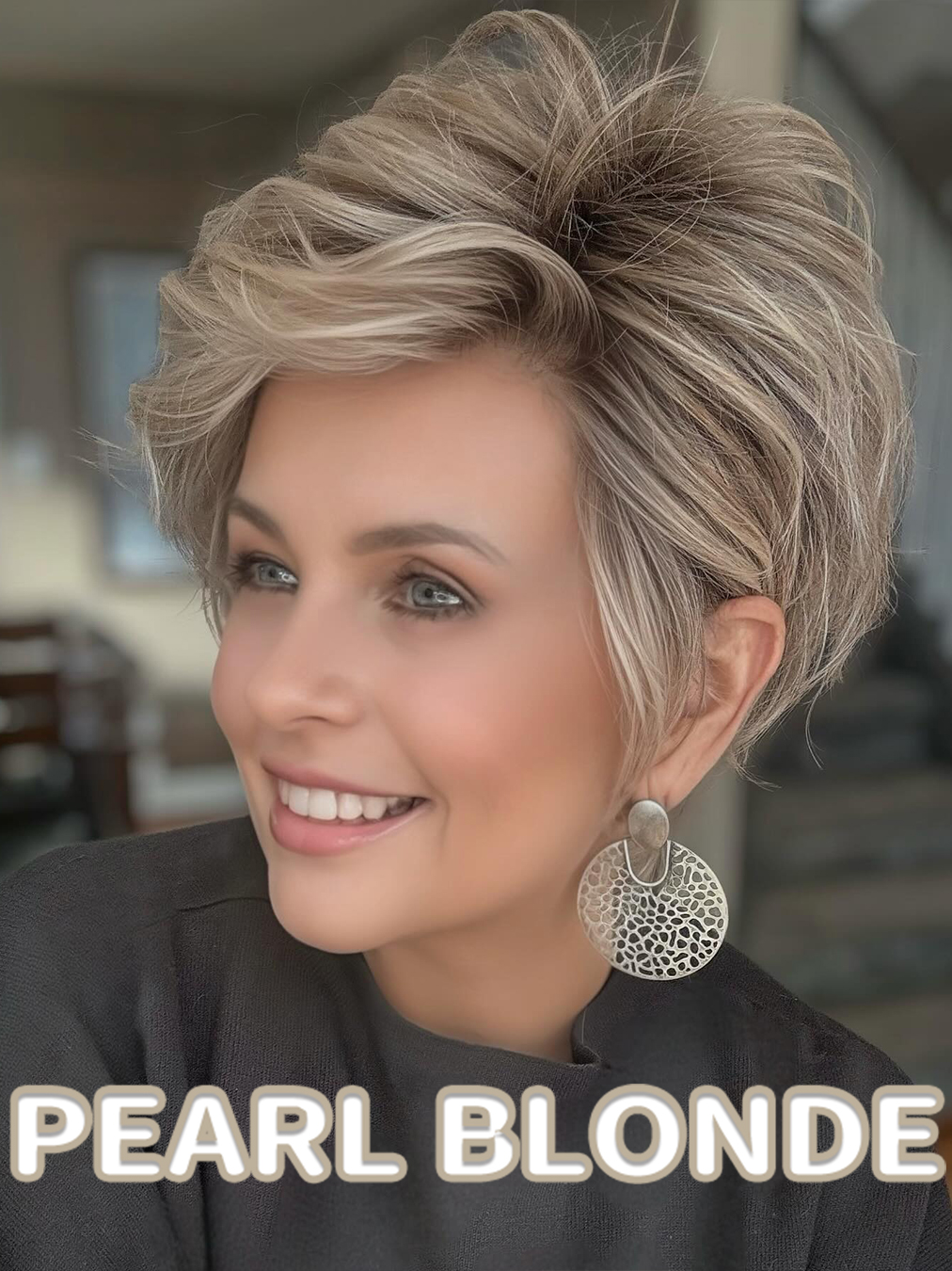 Textured Short Wig With Wind-Swept Layers