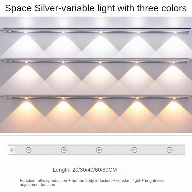 1pc Ultra-thin LED Human Body Sensor Light Rechargeable Cabinet Light Strip
