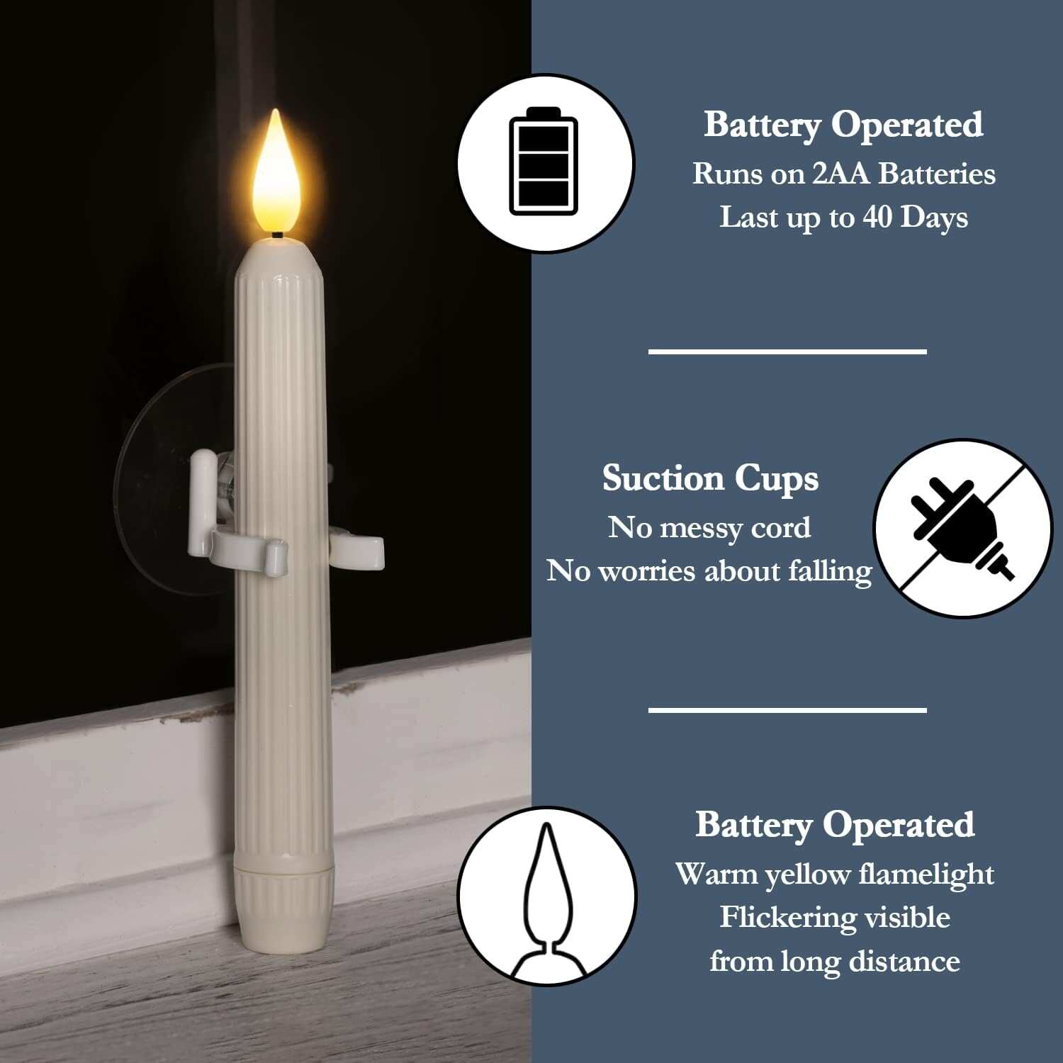 🎄Early Christmas Sale🔥6 Pcs Window Flameless Led Taper Candles with Sensor Dusk to Dawn
