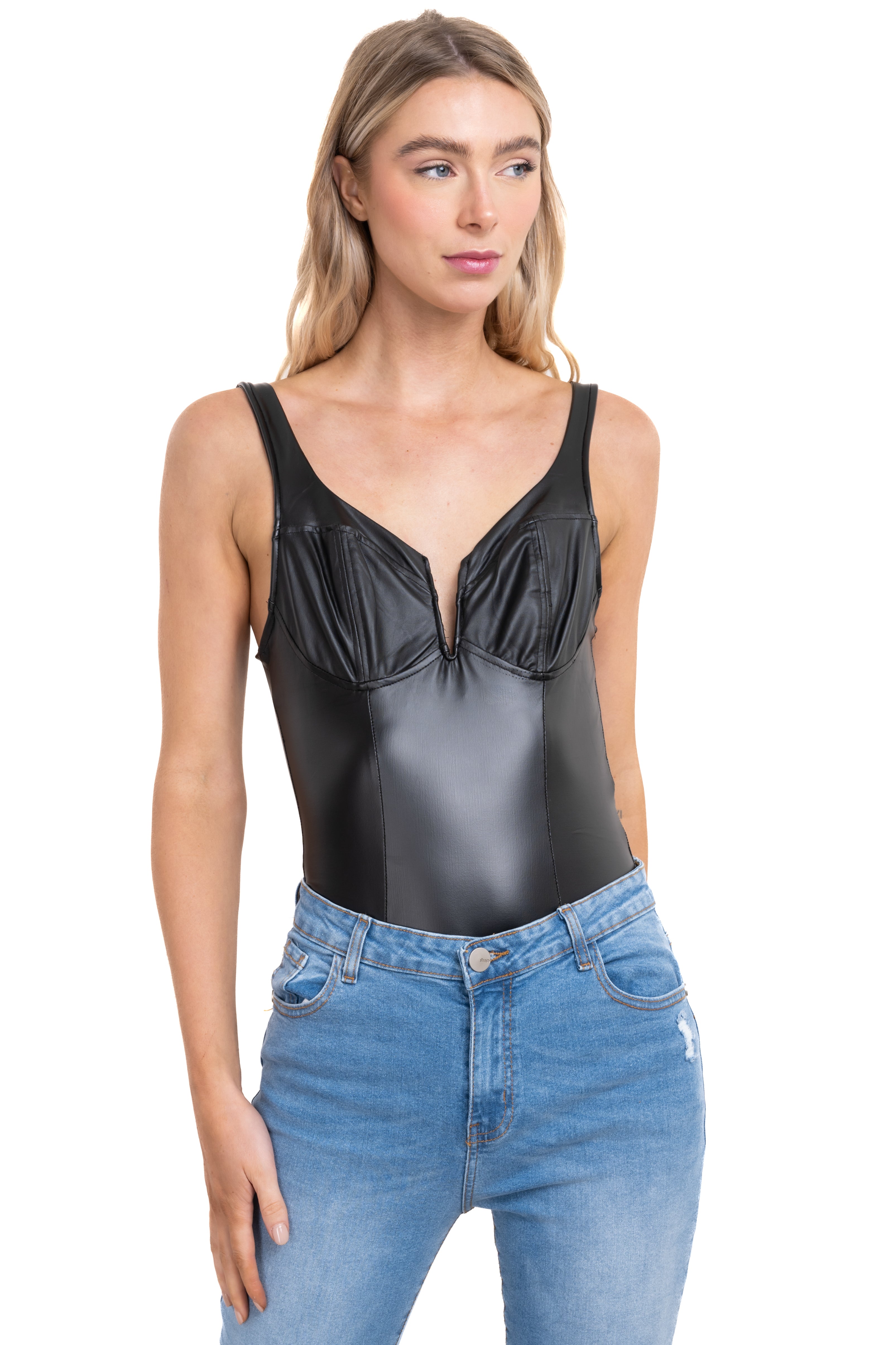 Faux Leather Bodysuit