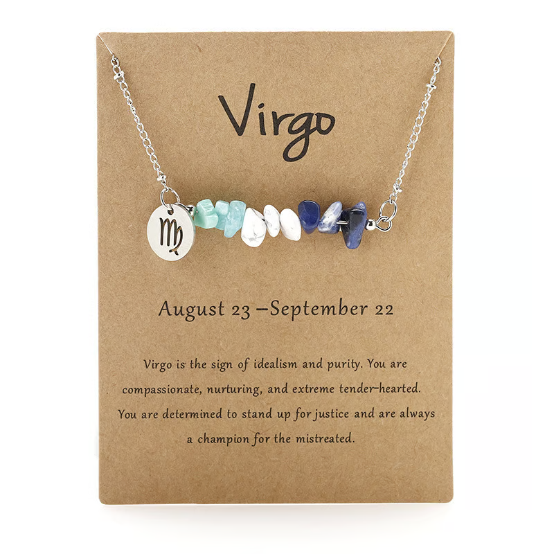 Last Day 50%OFF- Handmade Natural Stone Zodiac Sign Necklace