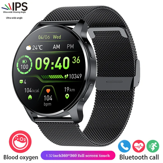 New women's smartwatch 1.32-inch Full screen touch Heart rate Blood oxygen Monitor HD Bluetooth Call Smartwatch for Android IOS