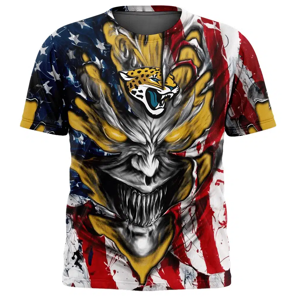 JACKSONVILLE JAGUARS DEMON FACE AMERICAN FLAG-3D UNISEX HOODIE