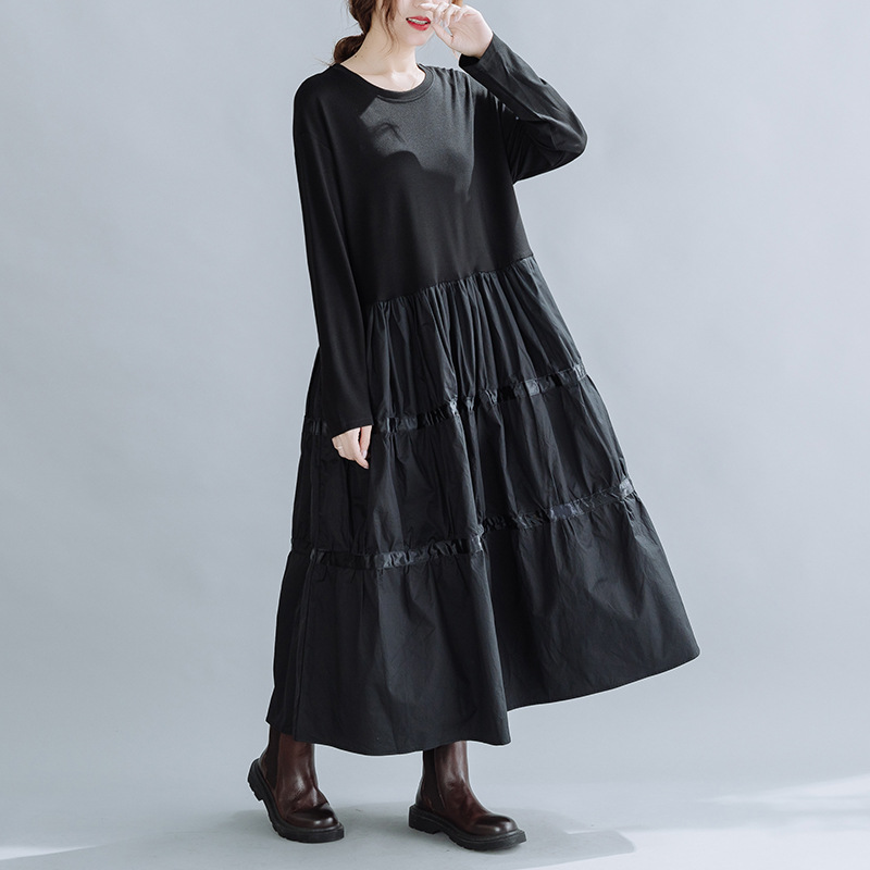 Solid Color Simple Loose Casual Midi Dress