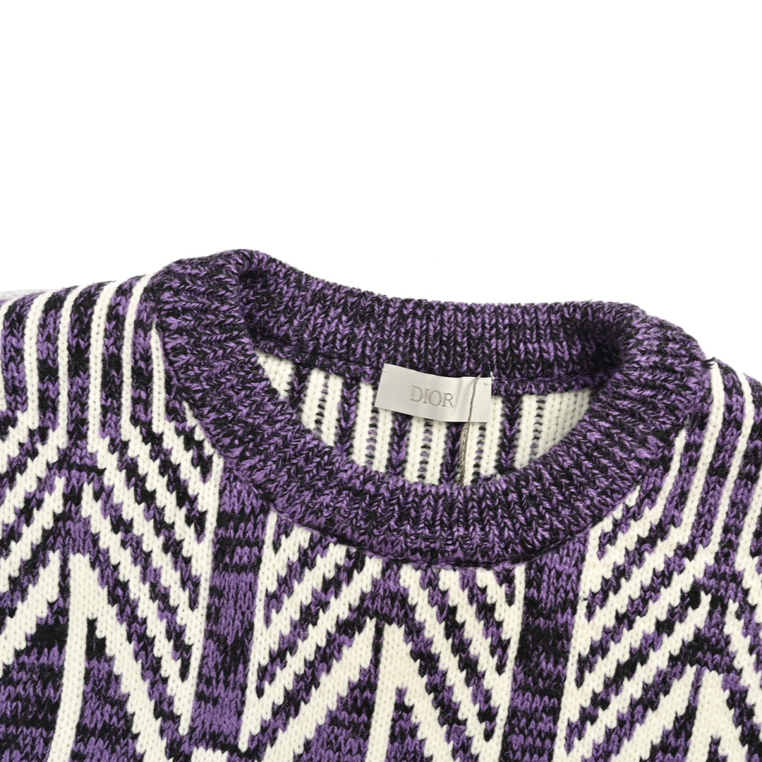 Dior 24Fw jacquard geometric knit sweater