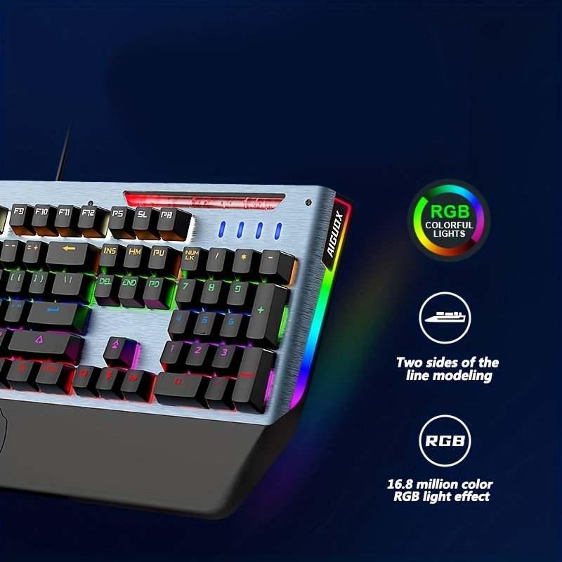 104 Keys Green Axis Integrated Hand Support Metal Mechanical Gaming Keyboard