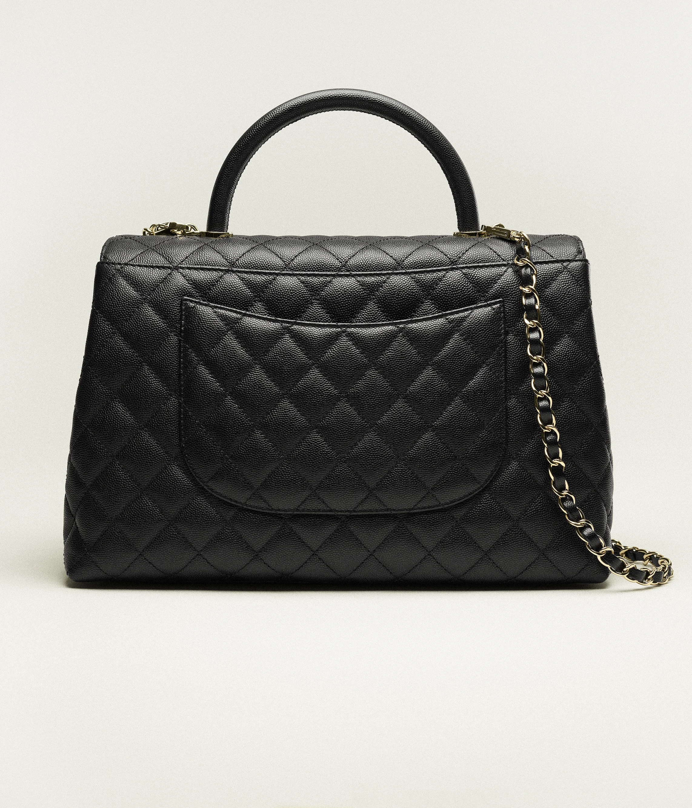 Chanel Maxi Flap Bag with Top Handle Grained Calfskin & Gold-Tone Metal Black A92992-B05061-94305