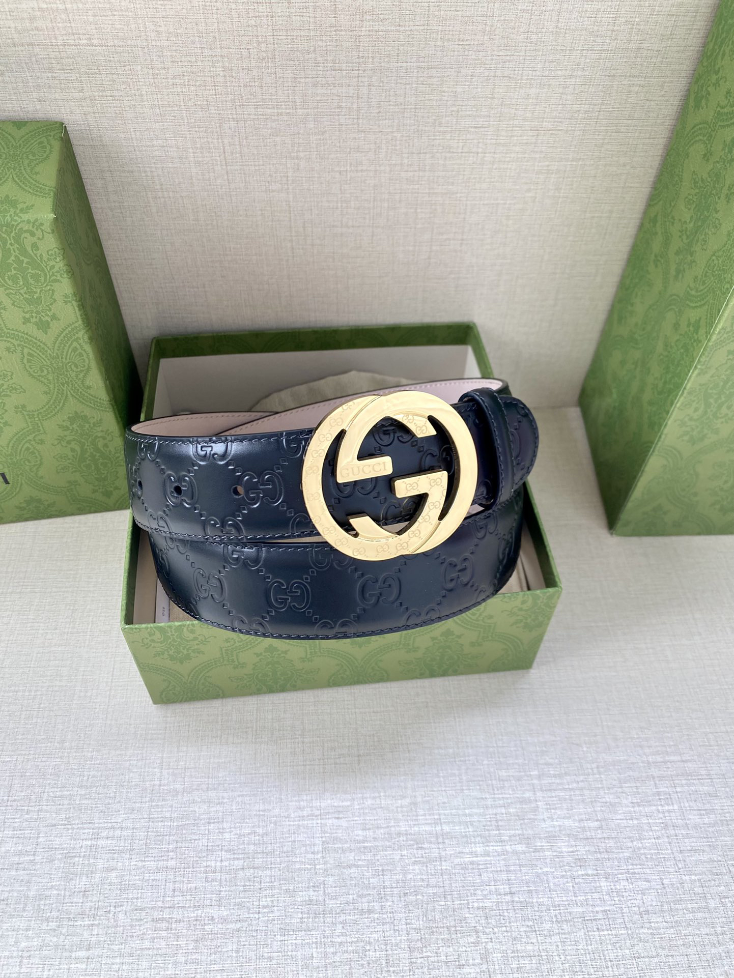 Gucci Interlocking Double G Double-sided Leather Belt 4.0CM Width