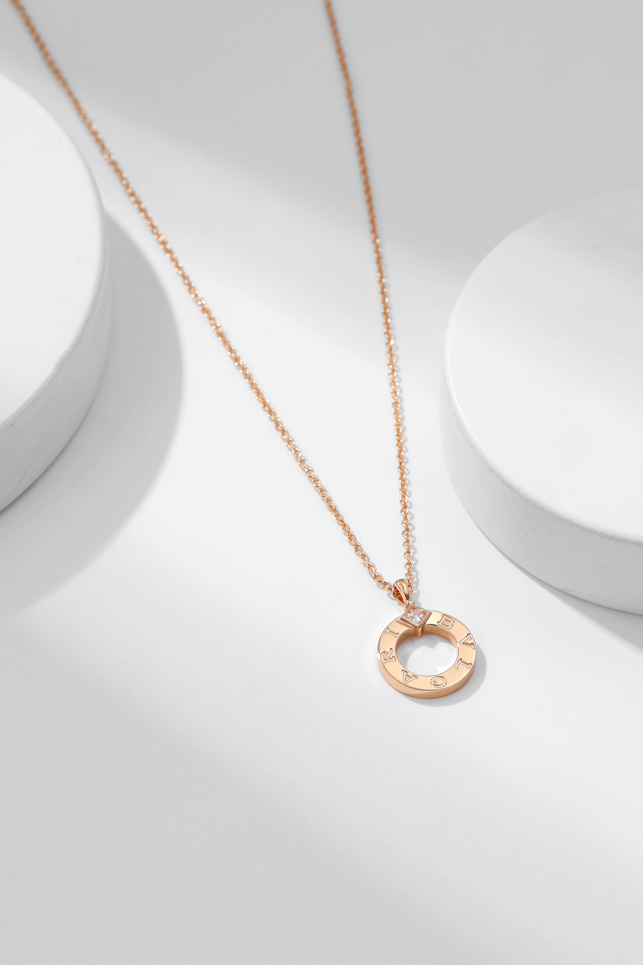 Bulgari logo engraved diamond necklace