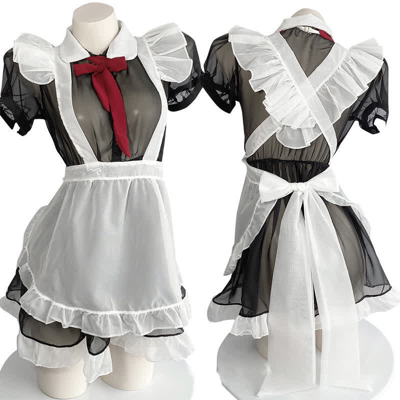 Sexy Maid Apron Stockings Lingerie Dress