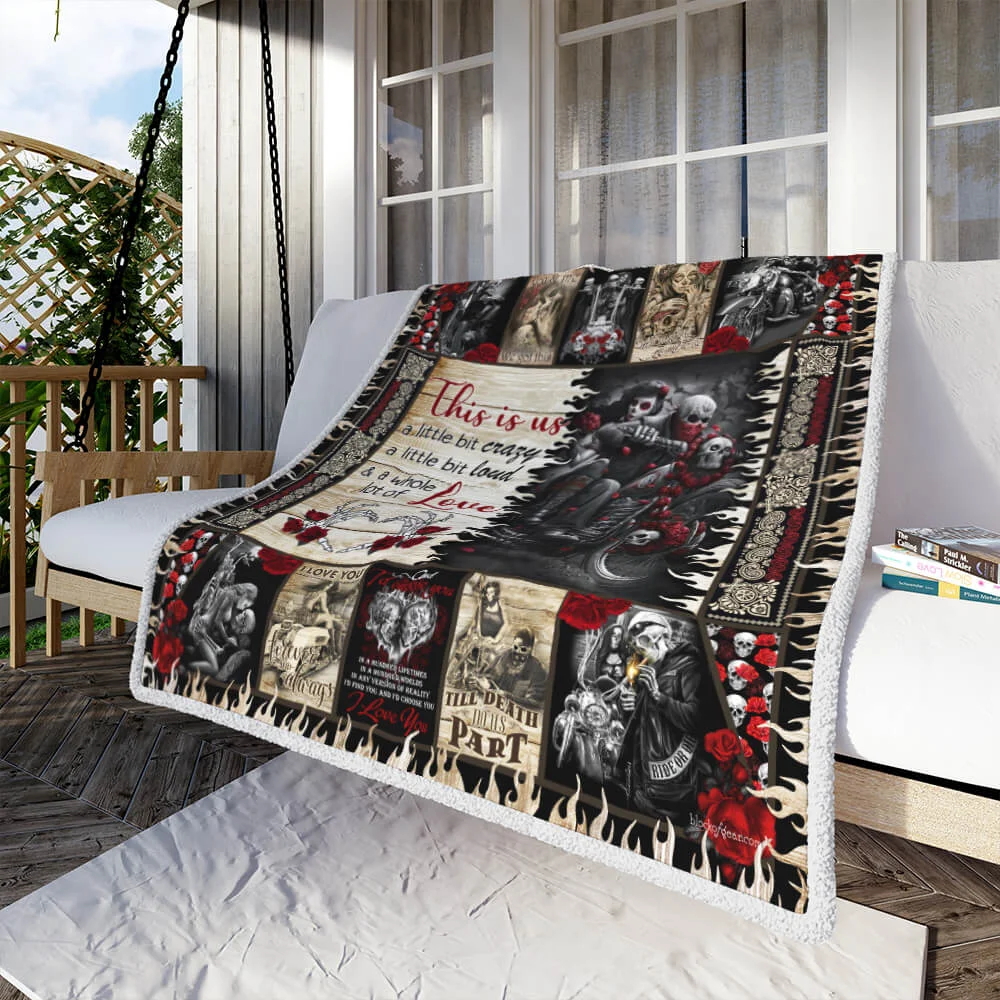 Skull Biker Couple. This Is Us Sofa Throw Blanket