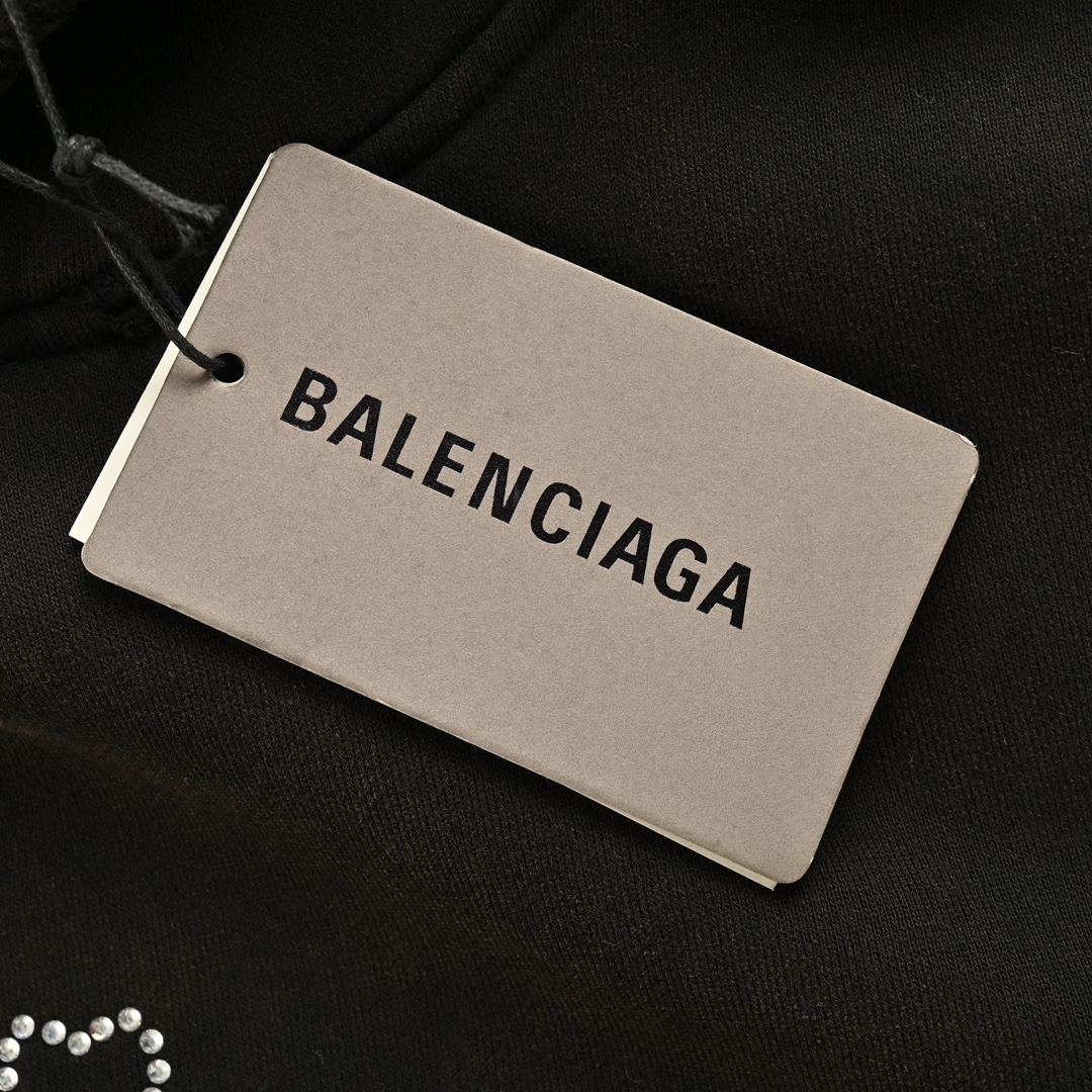 Balenciaga 24Fw Crown Rhinestone Plush Hoodie