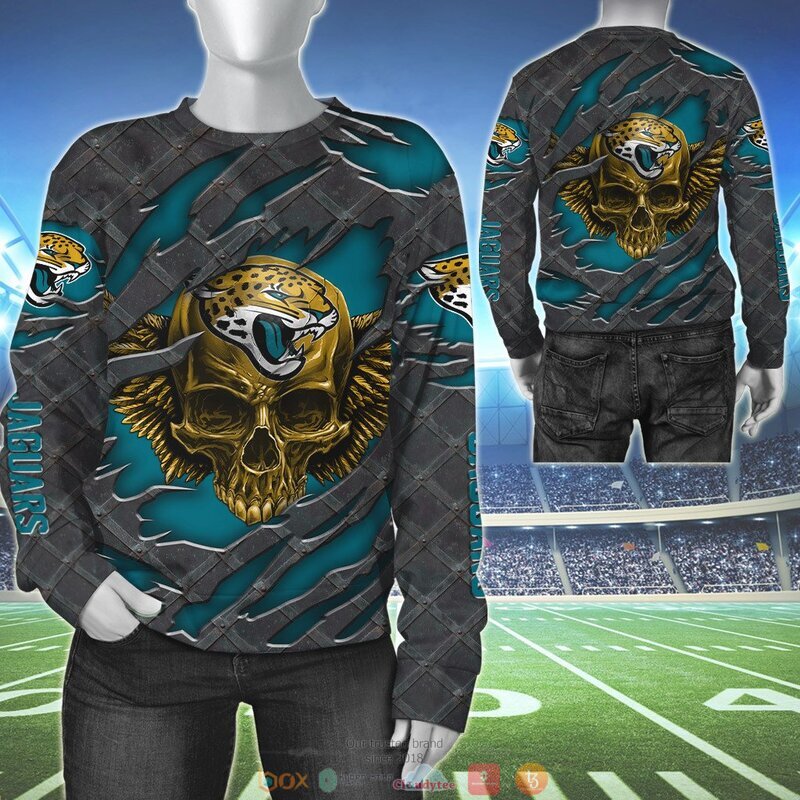 JACKSONVILLE JAGUARS WINGS SKULL 3D HOODIE